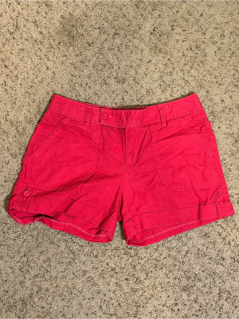 Banana Republic Linen Cotton Cargo Shorts Red Size 8 4” Inseam
